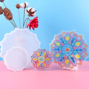 Large Flower Pattern coaster soft silicone mould for resin jewelry