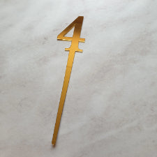 Gold Number 4 acrylic mirror cake topper, 7cm