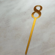 Gold Number 8 acrylic mirror cake topper, 7cm