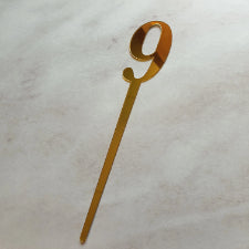 Gold Number 9 acrylic mirror cake topper, 7cm