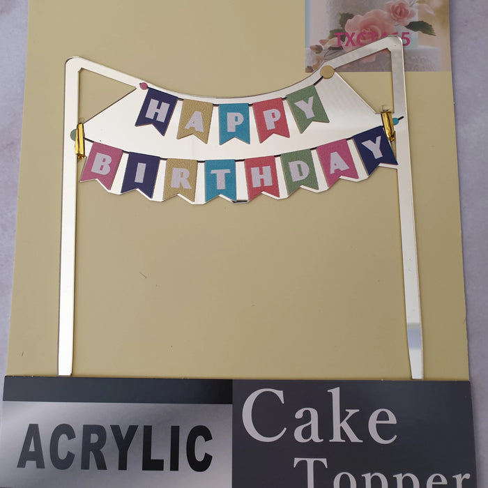 Nr35 Acrylic Cake Topper Happy Birthday Silver