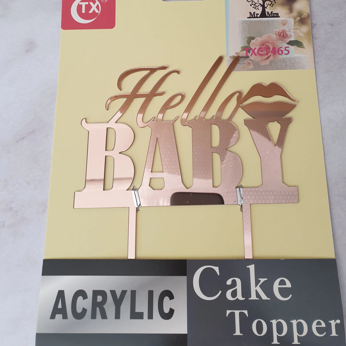 Nr42 Acrylic Cake Topper Hello Baby Rose Gold