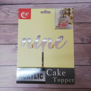 Acrylic Cake Topper Nine Silver