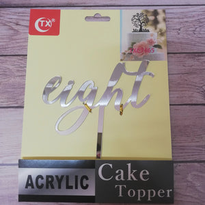 Acrylic Cake Topper Eight Silver