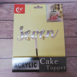 Acrylic Cake Topper Seven Silver
