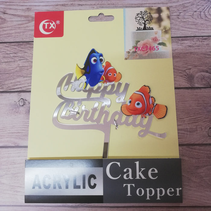 Nr10 Acrylic Cake Topper Nemo Silver
