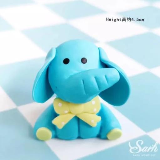 Elephant Cake topper  Clay Figurine, 4.5x4.3cm