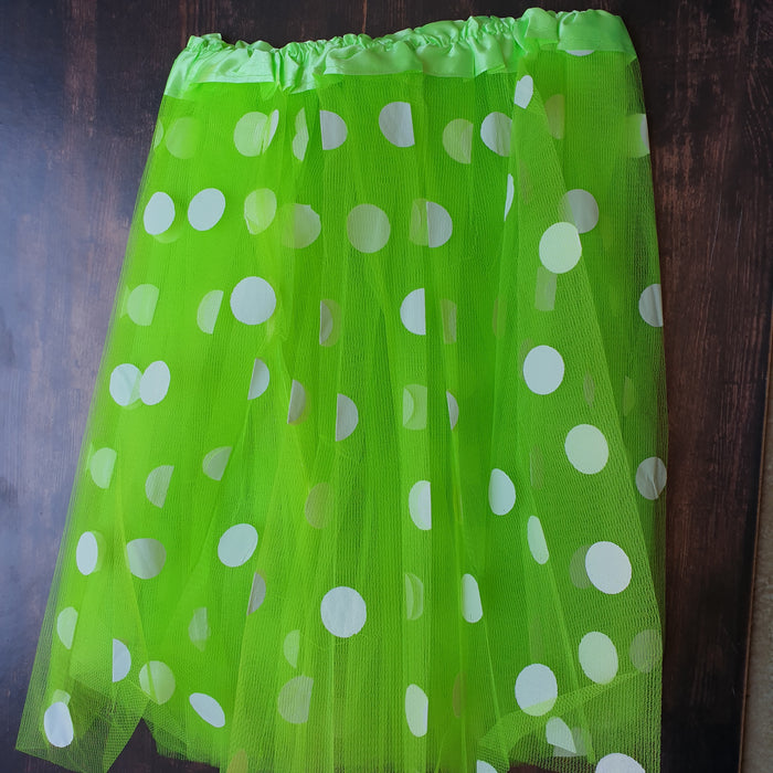 40cm Adult Lady Tutu Skirt Lime Green Polka Dot