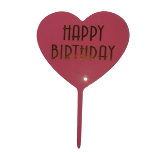 Nr153 Acrylic Cake Topper Happy Birthday Heart