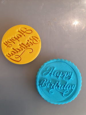 Happy Birthday Cupcake stamp 6cm C (upside down)