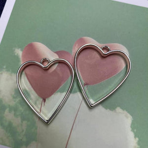 Resin pendant blank, 3.1x2.8cm heart (2 in a pack)