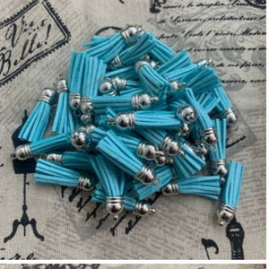 Keyring tassel, Cyan blue 2.5cm (10 in a pack)