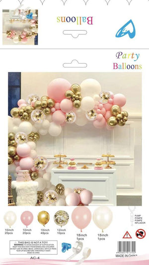 Balloon Arch Garland Pink, Gold And White 100pcs