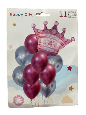 Balloon Foil Crown Pink 11pcs