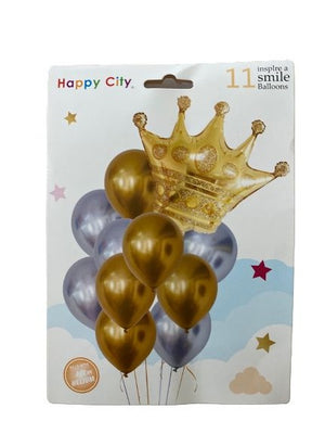 Balloon Foil Crown Gold 11pcs