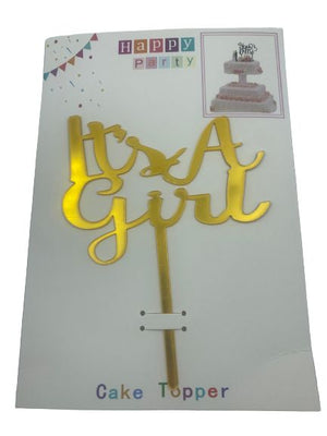 Nr221 Acrylic Cake Topper It'S a Girl Gold