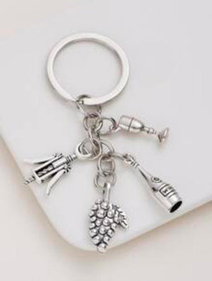 Keyring Wine and Wine Glass