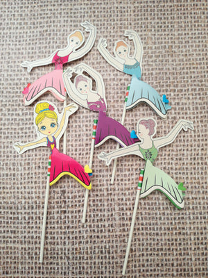 5 Honeycomb ballerina on stick cupcake toppers