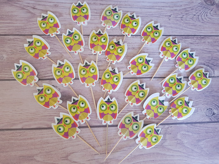 24 Owl Cupcake Toppers Toothpicks