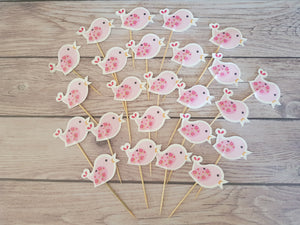 24 Bird Cupcake Toppers Toothpicks