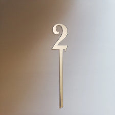 Silver Number 2 acrylic mirror cake topper, 7cm