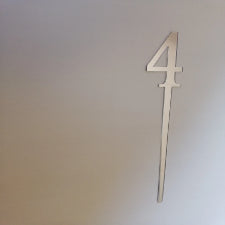 Silver Number 4 acrylic mirror cake topper, 7cm