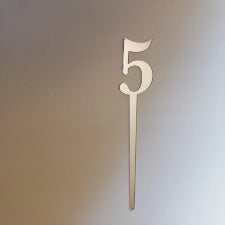 Silver Number 5 acrylic mirror cake topper, 7cm
