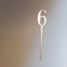 Silver Number 6 acrylic mirror cake topper, 7cm