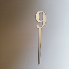 Silver Number 9 acrylic mirror cake topper, 7cm