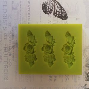 Fondant flower pattern silicone mould, size of embellishment 4.5x1.5cm, KY0173