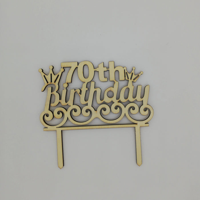 Nr13 70th Birthday wooden cake topper