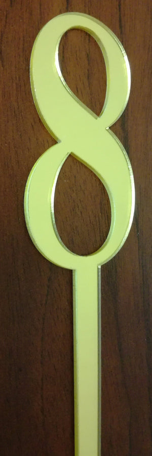 Gold Number 8 acrylic mirror cake topper, 7cm