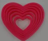 6 Valentine Heart cookie cutters