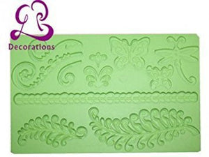 Silicone fondant / sugar paste mould pattern and leaves, H
