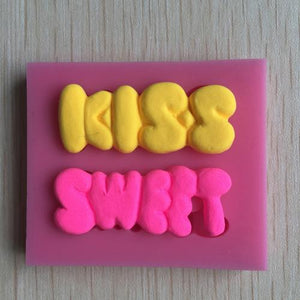 Silicone fondant mould Sweet kiss, size of mould 4.5x4cm