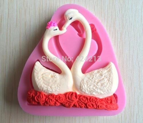 Silicone fondant mould double swan