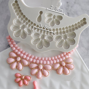 Flower necklace border silicone mould