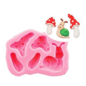 Mushroom and snail silicone mould, snail 4x3.5cm