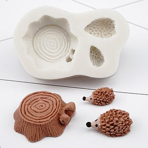 Silicone Mould Wood Log and Hedgehog