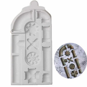 Steampunk Pipes Fondant silicone mould, size of mould 6.2x8.5cm