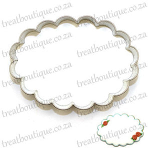 Treat boutique Metal cookie cutter Scalloped oval