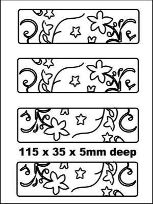 AA87 Hard Plastic Chocolate Mould Flower Border Plaque 11.5x3.5cm