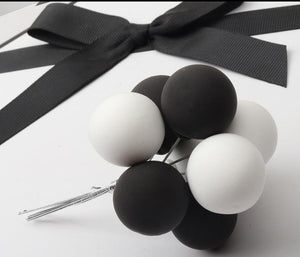 Cake Topper Polystyrene Faux Balls Black And White