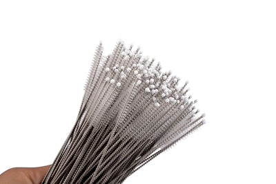 Single straw or nozzle cleaning brush