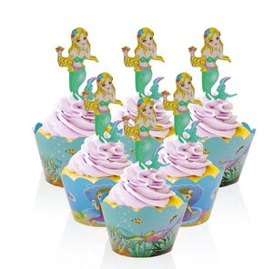 Mermaid Cupcake Wrappers with Toppers