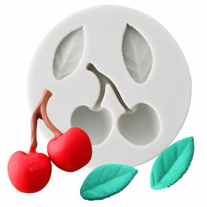 Silicone Mould Cherry and Leaf