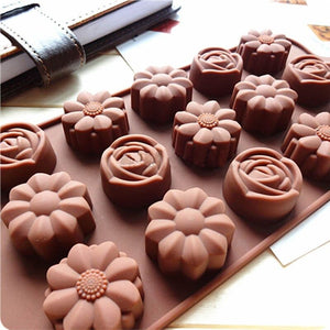 Nr58, Silicone mould chocolate truffle, Flowers