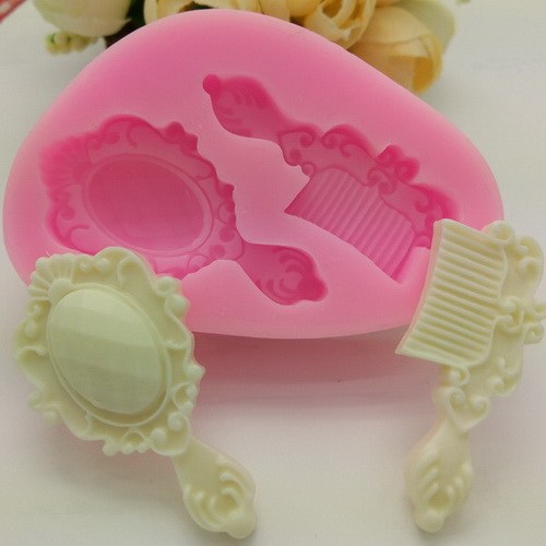 Vintage hairbrush and mirror silicone mould