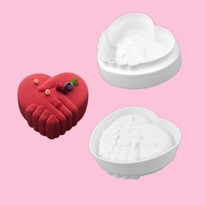 Heart holding hands silicone mould 16cm