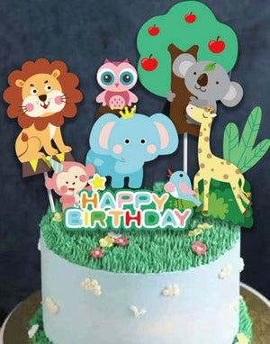 Cardboard Cake Topper Wild Animal Jungle
